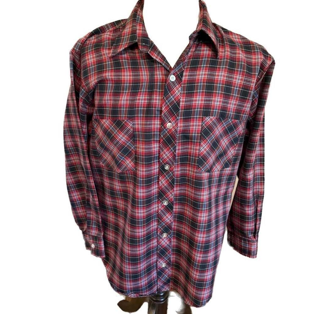 Vintage Dee Cee Plaid Long Sleeve Button Down Shirt Size 16-16 1/2